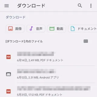 Pixel→Android 13→設定→ストレージ→内蔵ファイルマネージャー→ダウンロード