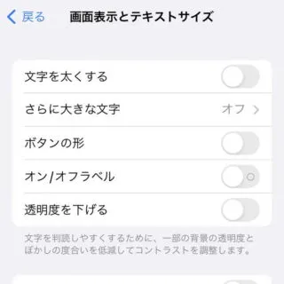 iPhone→設定→アクセシビリティ→画面表示とテキストサイズ