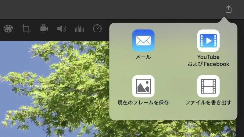 Macアプリ→iMovie→共有メニュー