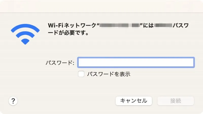 Mac→ダイアログ→Wi-Fi