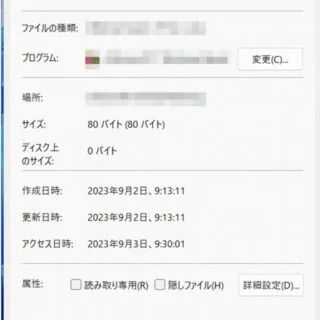 Windows 11→ファイル→プロパティ→全般