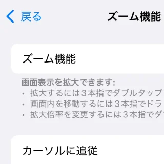 iPhone→設定→アクセシビリティ→ズーム→拡大