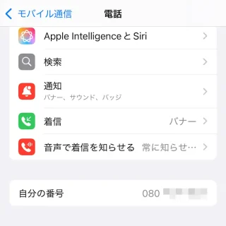 iPhone→設定→アプリ→電話