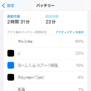 iPhone＞設定＞バッテリー