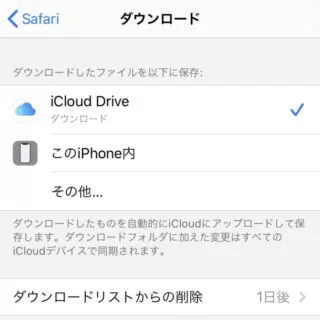 iPhone→設定→Safari→ダウンロード